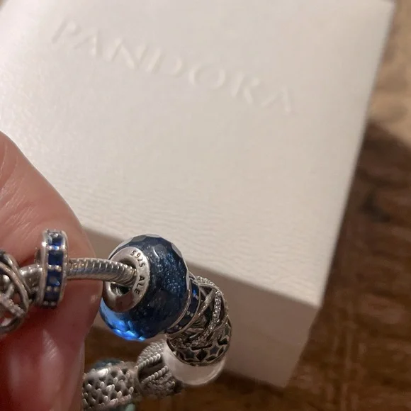 PANDORA Silver 925 Bracelet Full Of 16 Charm Beads L18cm with Box - Picture 14 of 15